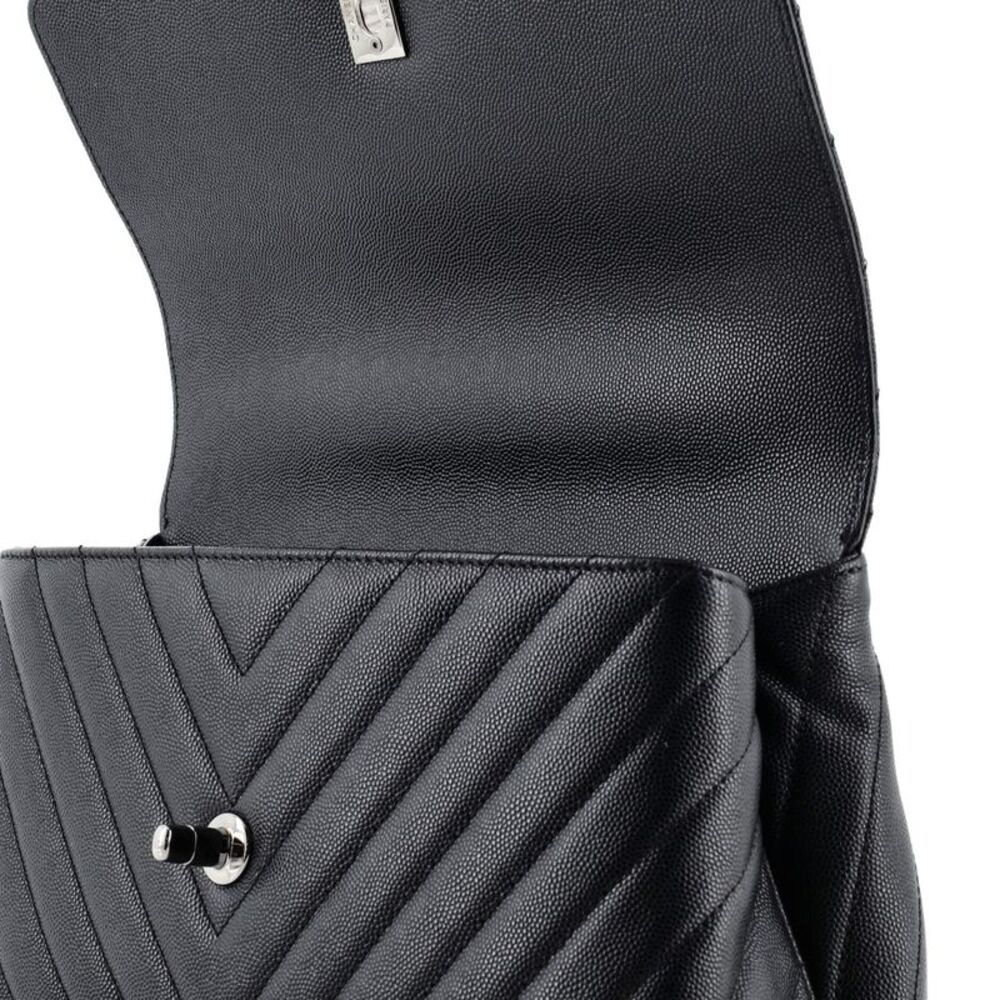 Chanel Coco Top Handle Bag Chevron Caviar Small Black - Picture 8 of 9